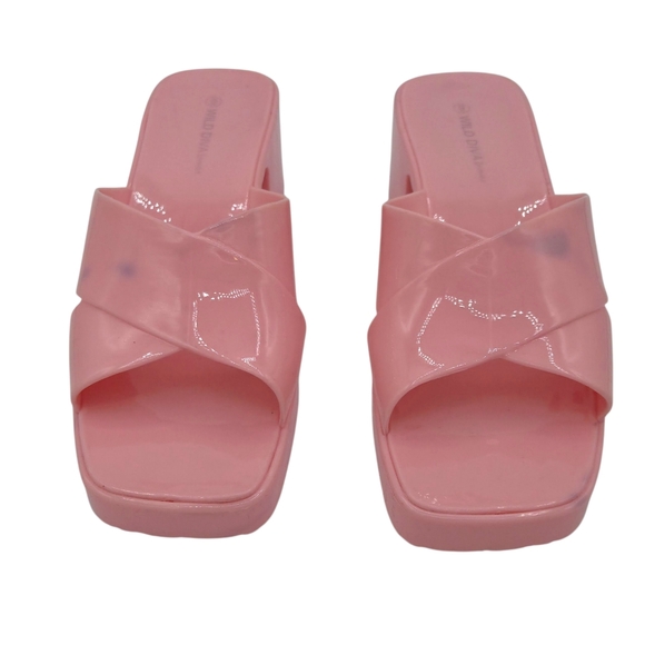 Wild Diva Lounge Jelly Block Heels Y2K Inspired Sz 9 Pink - Picture 4 of 9